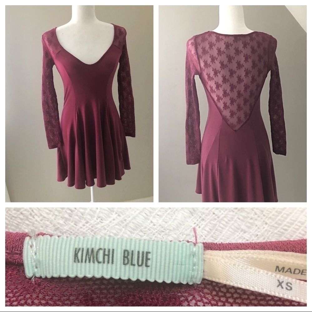Kimchi Blue Urban Outfitters Lace Scoop Neck Stretch Skater Mini Dress Xs